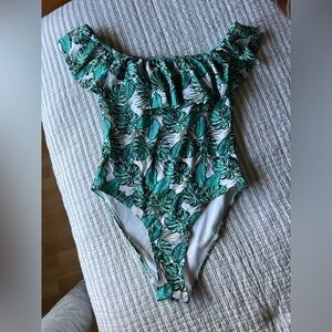 Tropical Green Leaf Kids Swimsuit